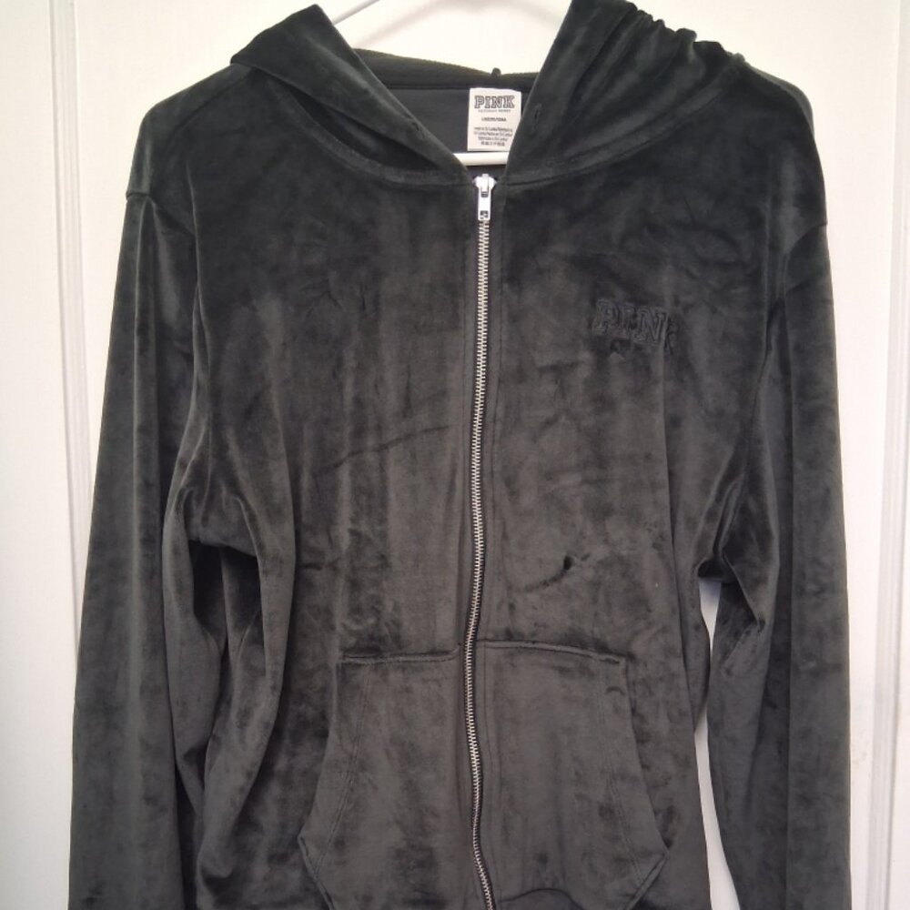 Victoria's Secret PINK Women's Black Velour Hoodie